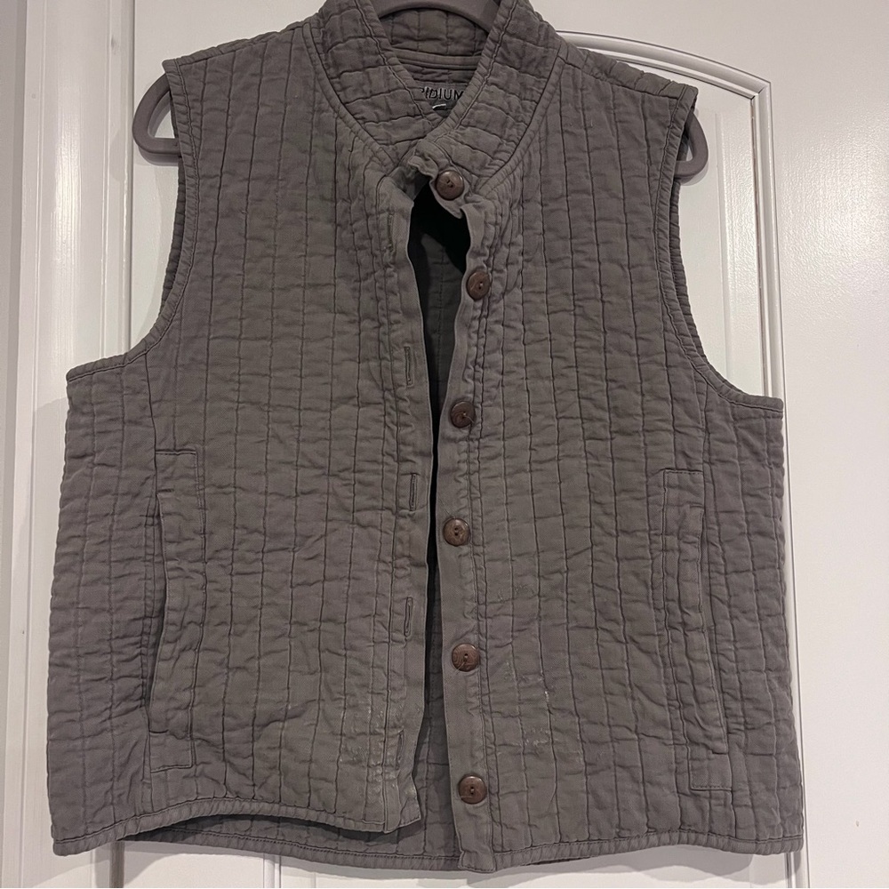 Iridium Vintage Quilted Grey Vest Small